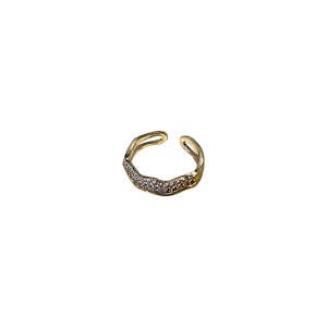 Bague ouverte avec diamant plaqué avec or véritable