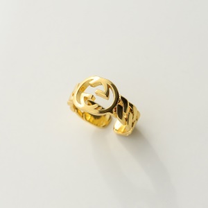 Bague simple élégante ouverte avec lettre plaqué avec de l'or véritable