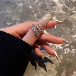 Bague ouverte avec diamant plaqué avec or véritable