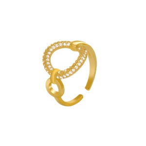 Bague en or plaqué incrustée de diamants artificiels
