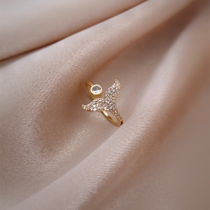 Bague ouverte en forme de queue de poissononnalité Index Anneau ins Tide Anneau High Cold Simple Anneau Anneau Queue Anneau Femme