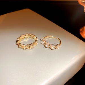 Bague ouvert avec perle et diamant  artificiels bijoux pour femme