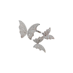 Bague ouverte en forme de papillon   avec diamants micro-incrusté