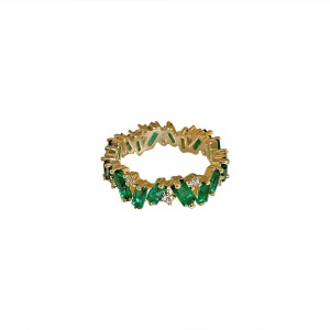 Bague en zircon avec diamants  plaqué avec or véritable