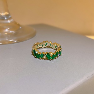 Bague en zircon avec diamants  plaqué avec or véritable