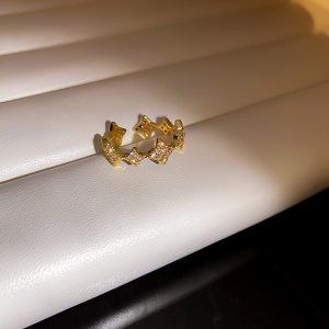 Bague ouverte en diamant plaqué avec or véritable