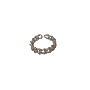 Bague en forme de chaine ouverte avec diamant incrusté