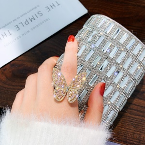 Luxe super féerique zircon papillon ouverture index bague ins marée coréenne Dongdaemun net rouge froid indifférent vent bague femme