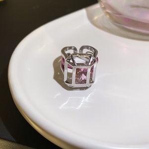 Bague à la mode avec diamant incrusté un ensemble de deux pièces