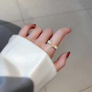 Bague en alliage avec diamant artificiels dégoulinants bijoux pour femmes