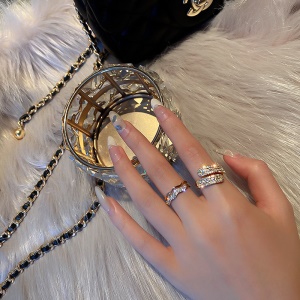 Bague ouverte avec diamant plaqué avec or véritable