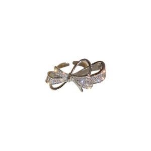 Bague ouvert avec zircon micro-incrusté en forme d‘arc anneau pour femme