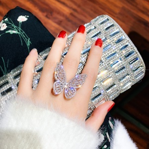Luxe super féerique zircon papillon ouverture index bague ins marée coréenne Dongdaemun net rouge froid indifférent vent bague femme