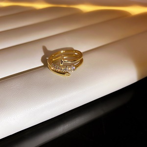 Bague ouverte en diamant plaqué avec or véritable