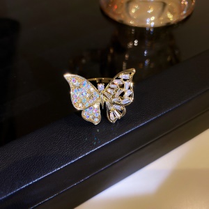 Bague ouverte en zircone sertie de diamants en forme de papillon bijoux pour femmes