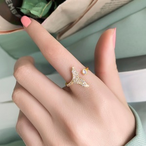 Bague ouverte en forme de queue de poissononnalité Index Anneau ins Tide Anneau High Cold Simple Anneau Anneau Queue Anneau Femme