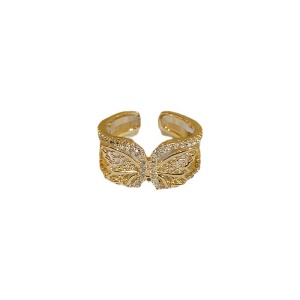 Bague ouverte en zircone sertie de diamants en forme de papillon bijoux pour femmes