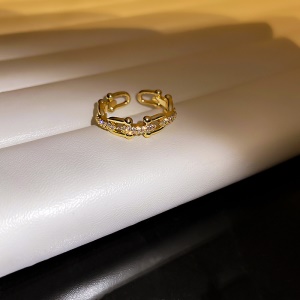 Bague ouverte en diamant plaqué avec or véritable