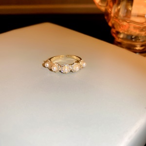 Bague ouvert avec perle et diamant  artificiels bijoux pour femme