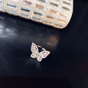 Bague ouverte en forme de papillon avec diamant incrusté