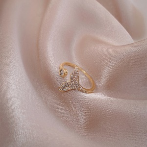 Bague ouverte en forme de queue de poissononnalité Index Anneau ins Tide Anneau High Cold Simple Anneau Anneau Queue Anneau Femme