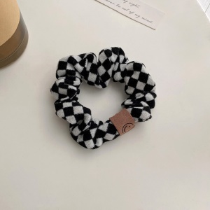 Accessoirs de cheveux en flanelle à carreaux noir et blanc