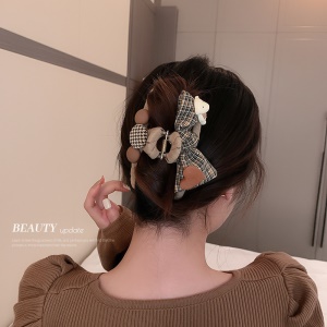 Accessoires de cheveux à carreaux arc plissé