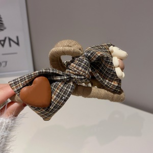 Accessoires de cheveux à carreaux arc plissé