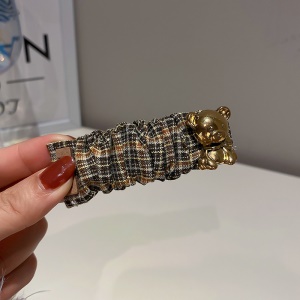 Accessoires de cheveux à carreaux arc plissé