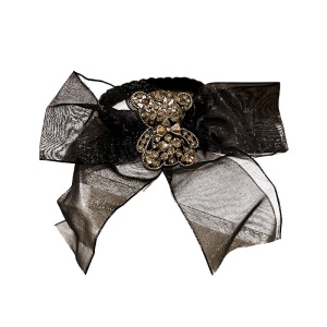 Corde de cheveux en dentelle arc incrusté de diamants