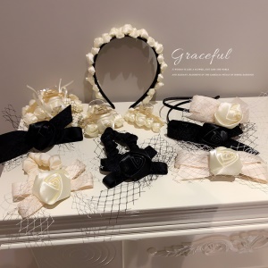 Elastique à cheveux en dentelle avec décoration  de rose