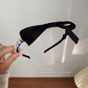 Accessoires de cheveux avec perles artificielles, nœuds avec cœur