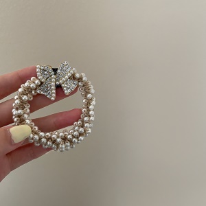 Elastique à cheveux en perle avec diamants artificiels