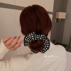 Accessoirs de cheveux en flanelle à carreaux noir et blanc
