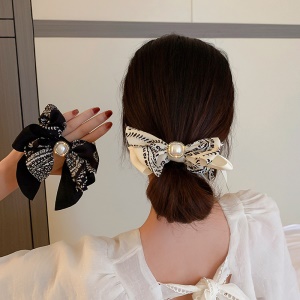 Chouchou cheveux style de noeud papillon avec perle artificielle