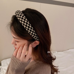 Accessoirs de cheveux en flanelle à carreaux noir et blanc