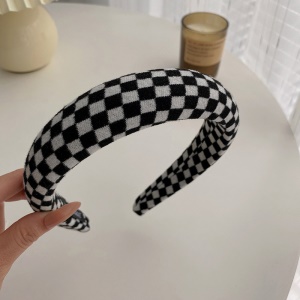 Accessoirs de cheveux en flanelle à carreaux noir et blanc