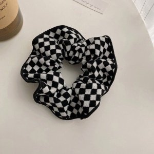 Accessoirs de cheveux en flanelle à carreaux noir et blanc