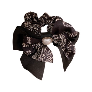 Chouchou cheveux style de noeud papillon avec perle artificielle