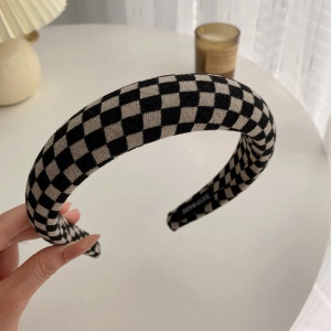 Accessoirs de cheveux en flanelle à carreaux noir et blanc
