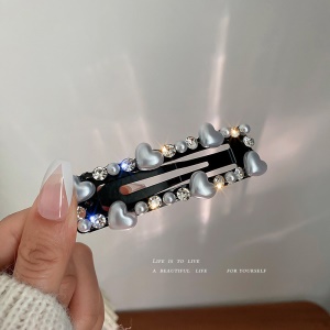 Accessoires de cheveux avec perles artificielles, nœuds avec cœur