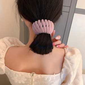 Chouchou en velours attache cheveux style de nid d'oiseau