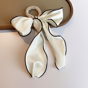 Chouchou cheveux style de noeud papillon avec perle artificielle