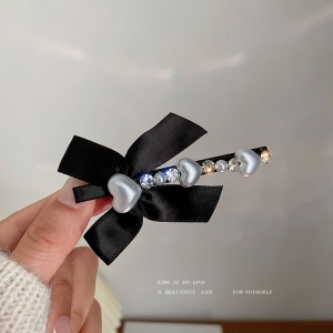 Accessoires de cheveux avec perles artificielles, nœuds avec cœur