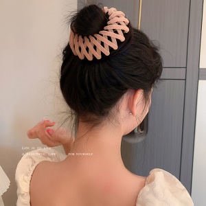 Chouchou en velours attache cheveux style de nid d'oiseau