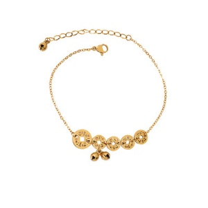 Bracelet de cheville en acier titane avec cloche en cuivre