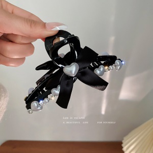 Accessoires de cheveux avec perles artificielles, nœuds avec cœur