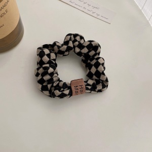Accessoirs de cheveux en flanelle à carreaux noir et blanc
