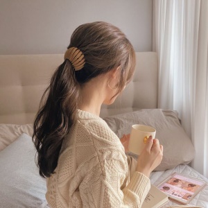 Chouchou en velours attache cheveux style de nid d'oiseau