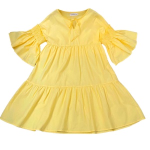 Robe décontractée et aérée à manche entonnoir et col à lacet